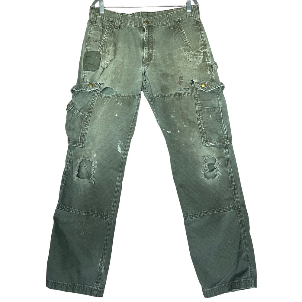Carhartt Ripstop Cargo Pants Distressed Grunge Thrashed Workwear Mens 32x31